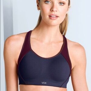 Victoria's Secret Sport VSX Sports Bra Padded Navy Burgundy Small